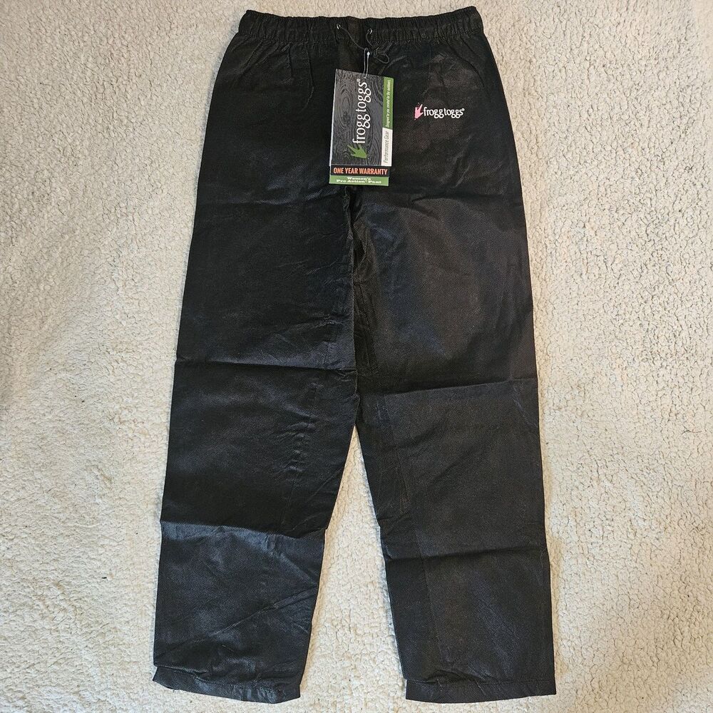 NWT Frogg Toggs Pro Action Waterproof Rain Pants Black Womens M Adjustable Waist
